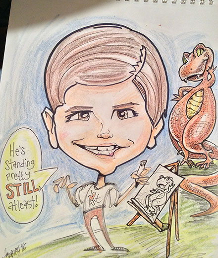 cartoon of coworker's artistic kiddo