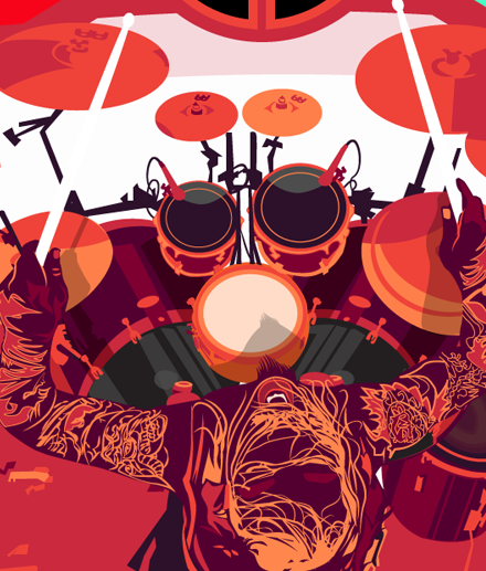 drummer vector art - above-view