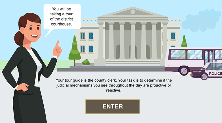 title screen for a courthouse tour interaction