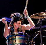 image of studio drummer with headset on